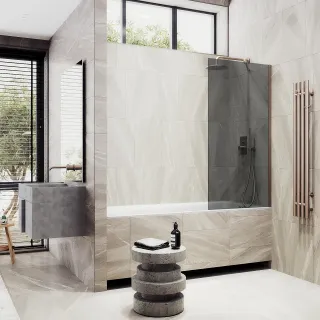 Шторка на ванну MaybahGlass MGV-80-2ш 60см бронза